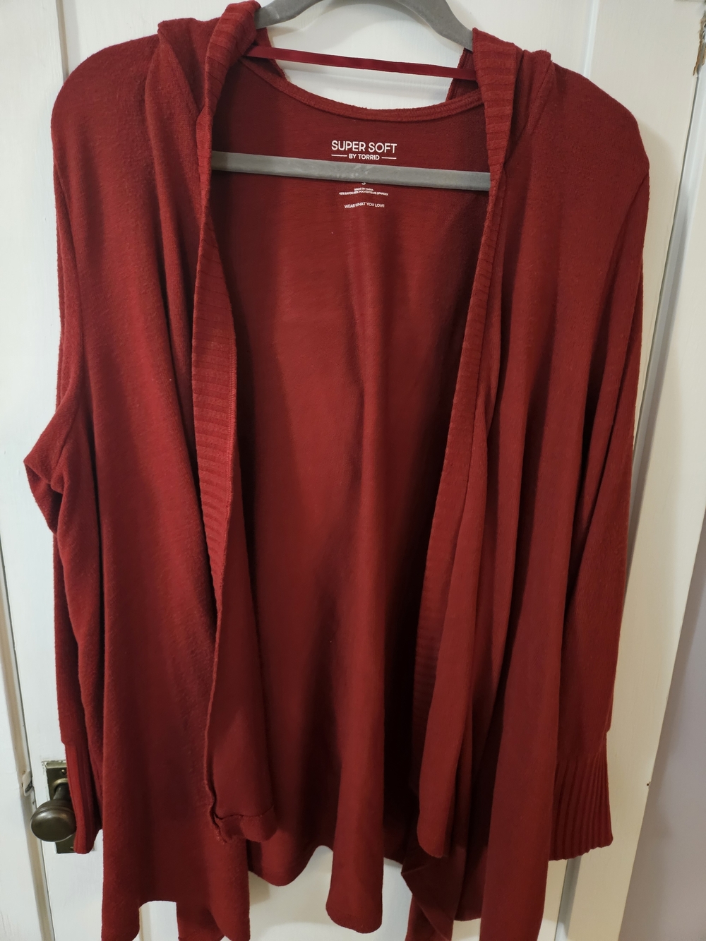 torrid Deep Red Hooded Open-Front Cardigan